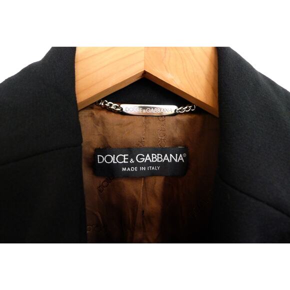 DOLCE & GABBANA Italy Double-Breasted Wool Leather Pea Coat Farfetch 38 XS $2895 - Picture 4 of 15